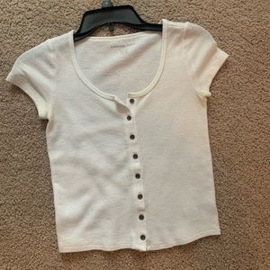 American Eagle White Button up Tee